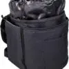 A black bag with a large compartment on the side.