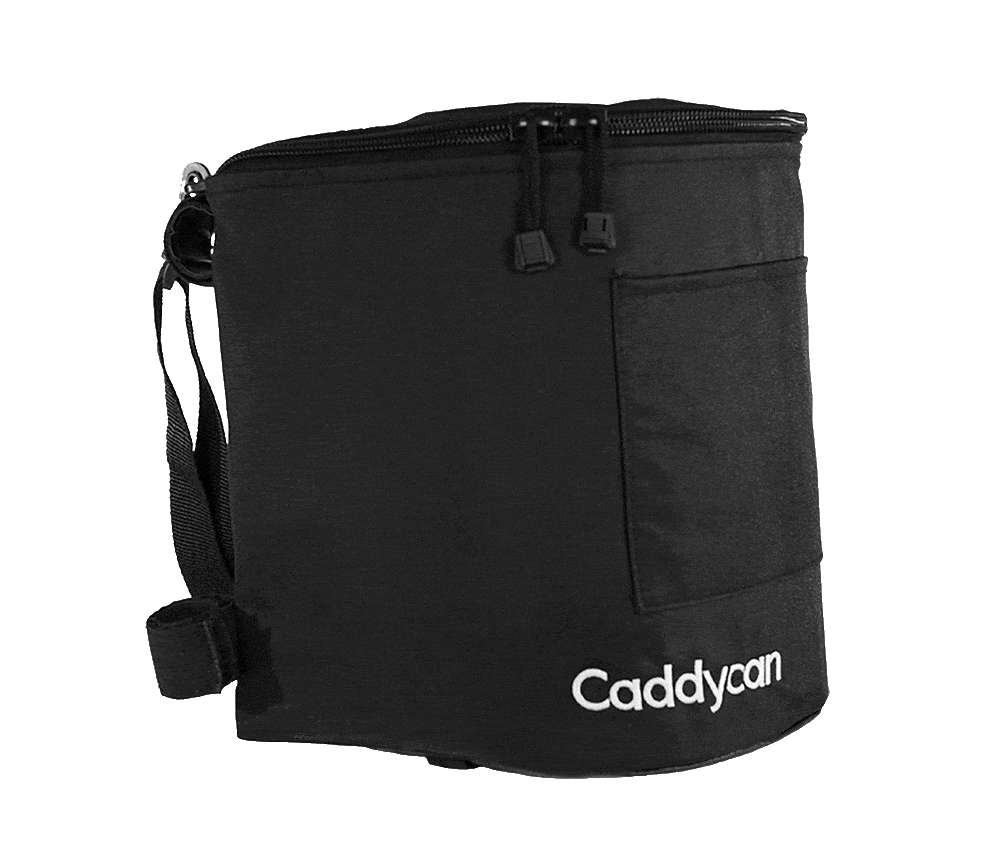 A black bag with the words caddy on it.