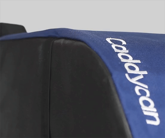 A close up of the seat cover on a car.